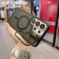 KEYSION Metal Lens Stand Phone Case for MagSafe for Samsung Galaxy S26 Ultra 5G S26+ Magnetic Transparent Matte Shockproof Cover for Galaxy S26 juoda