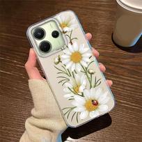 Telefono dėklas Rožės gėlės aliejinė tapyba Ramunėlės For Xiaomi Redmi Note 14 5G 14C Dangtelis Silikoninis Skaidrus Clear Redmi Note14 Pro tpu Redmi 14C 4G balta