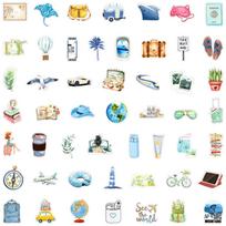 50/100 Pcs Cartoon Watercolor Outdoor Travel Life Stickers HD Colorful Waterproof for Skate Cup Fridge Car Diary Suitcase Guitar