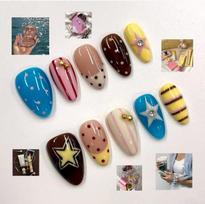 24PCS Retro Colorful French Press on Nails Pink Polka Dots Stripes Almond with Star Fake Nails for Sweet Girls Cute Ins Nail Tip