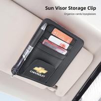 JVM4  Car Sun Visor Storage Bag Sunglasses Ticket Leather Card Clip Accessorie For Chevrolet Optra Lanos Z71 Sail Aveo Matiz Onix Beat