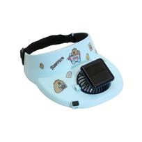 Solar Powered Fan Visor Hat Adjustable Strap Lightweight Breathable Sun Protection Cap with Three Speed Settings for Outdoor Use mėlyna