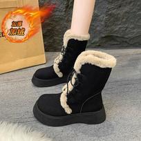 CRLAYDK Womens Snow Boots Winter Warm Fur Lined Suede Ankle Lace Up Booties Platform Non Slip Outdoor Walking Shoes for Ladies 35