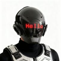 Kibernetinio pasaulio LED šalmo kaukė su įmontuotu ekranu - Programėlės valdoma pilno veido Techwear Helloween Cosplay vakarėliui, muzikos festivaliui
