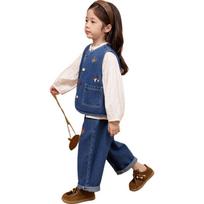 LUSON Baby Girl Fashion Denim Vest 100 tamsiai mėlyna spalva