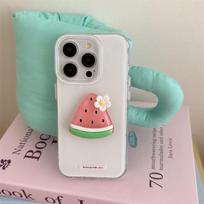 3D Jelly Peach PC+TPU Mobile Phone Case for Iphone14 13 Pure Color Anti-Fall Fruit Chain Protective Cover for Apple16 15 Pro Max For iPhone 16