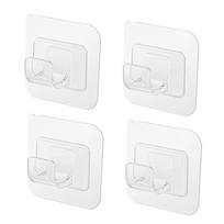 Praktiškas užuolaidų strypo laikiklis Vonios kambario virtuvės priedai Draperijos kabliai Laikiklis Užuolaidų strypo kabliukas 6x6cm-4pcs skaidri