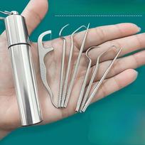 6Pcs/set304 Stainless Steel Portable Toothpick  Interdental Crochet Set Tooth Picking Stuffing Artifact Portable Floss Needle Cleaning