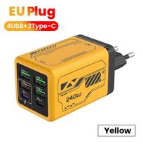 6 in1 240W Fast Charging Charger With 4USB 2PD Ports Desktop Charger Fast Charging Adapter For Phone Laptop EU Plug