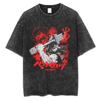 Berserk Guts & Zodd Brand of Sacrifice Vintage Washed Oversized T-Shirt | Unisex Dark Fantasy Anime Streetwear Tee L