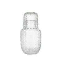 Retro vandens grafinas ir stiklinės rinkinys Atsparus karščiui 540 ml sulčiaspaudė su 145 ml stikline Reljefinės stiklinės arbatos puodelio rinkinys sultims, šaltai arbatai, vandeniui B white
