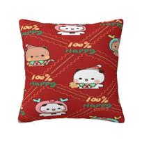Bubu And Dudu Merry Christmas Pillow Cover Kawaii Pillow Case For Sofa Home Decoration Cushion Cover Soft Graphic Pillowcases Peach skin 18*18(CM)-1Pcs