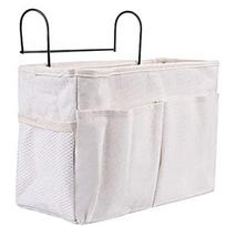 Under Bed Hanging Storage Organizer Bag Fabric Bedside Pocket with Multiple Pockets for Books Magazines Headphones and Small Items Storage One Size
