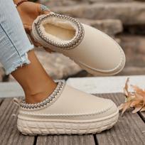 Winter Women Boots Fuzzy Fur Anti-slip Soft Sole Outdoor Indoor Warm Comfort Men Leisure Plush Boots Women Shoes Women 36 smėlis