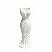 Suknelės formos 3D spausdinti gėlių vazonai Susuktas dizainas Gėlių kompozicija Elegantiškas suknelės vazonas Minimalistinio stiliaus dekoratyvinis vazonas balta