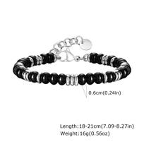 Vnox 6mm Black Onyx Stones Beaded Bracelets for Men Women, Classic Tiger Eye Stones Beads Chain Bracelets, Adjustable Wristband