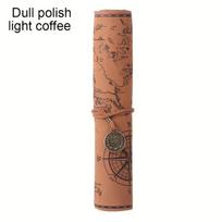 1pcs Vintage Treasure Map Roll Pencil Case – Large Capacity Leather Stationery Bag with Embossed Buckle