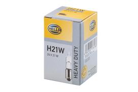 Lemputė (kartoninė dėžė 10vnt.) H21W 24V 21W, BAY9S Tinka: IVECO ZETA; MAN TGS I, TGX I; MERCEDES ACTROS MP4 / MP5, ANTOS, AROCS; SCANIA G I, G II, L, P I, P II, P,G,R,T, R I, R II, S, T 11.79-