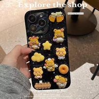 Ins Style Cute Three-Dimensional Butter Bear for Apple 15 Transparent Cartoon Armor Design Mobile Phone Case Drop Protection Opp Bag&For Samsung S24 ultra juoda