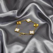 15MM Through-body Titanium Steel 18K Double-sided Lucky Four-leaf Clover Five Flowers Bracelet