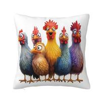 Pillow Case Funny Chicken Soft Pillow Cover Vintage Cushion Cover Custom Diy Pillowcases For Chair Sofa Home Decoration Peach skin 18*18(CM)-1Pcs