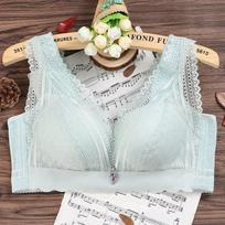 No Rim Bra Sexy Lace Beauty Back Bra Gathered Underwear Female Adjustable Thin Large Size Bra 75B gray