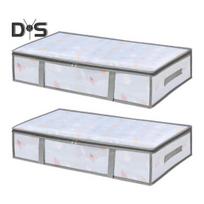Po lova laikymo dėžė su užtrauktuku, permatoma, didelės talpos, apsauganti nuo dulkių, pagalvėms, antklodėms, drabužiams 2pcs white