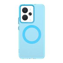 Dėklas Realme 14 5G, Realme 14 5G dangtelis, skaidrūs belaidžio įkrovimo žiediniai magnetiniai matiniai skaidrūs fundas OPPO Realme 14 Realme 14 mėlyna