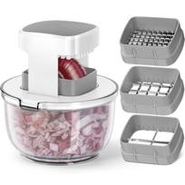 LMETJMA 3 in 1 Vegetable Chopper Multifunctional Vegetable Chopper Cutter Dicer Kitchen Potato French Fry Cutter with Container šviesiai pilka spalva
