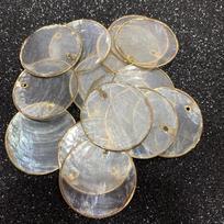 10 vnt. apvalūs veidrodiniai kriauklių pakabukai, auksu apvadyti Capiz kriauklių plokšti diskeliai, skirti „pasidaryk pats“ rankdarbiams 10Pcs/10×10mm balta