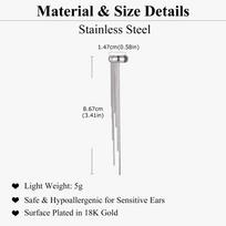 Tassel Ear Cuff  Non Piercing Gold Color Long Chain Earrings for Women, Stainless Steel Clip On Ear Wrap Nickel-free