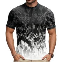 Men Crew Neck Printed Zipper Breathable Quick Dry Short Sleeve Cycling Jersey Lightweight Moisture Wicking Top L juoda