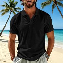 Men Short Sleeve Polo Shirt Lightweight Breathable Lapel Collar Casual Top for Daily Office Sports Travel Wear L juoda