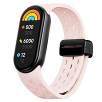 New Magnetic Silicone Strap for Xiaomi Mi Band 10 9 8 Breathable Watch Bracelet for Mi Band10 9 Band8 NFC WristBand Accessories Mi Band 10 rožinė