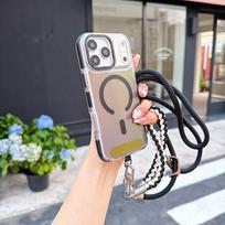 Strong Magnetic Translucent Phone Strap Case for iPhone 13, 14, 15, 16, 17 Pro Max E Wireless Charging Opp Bag&For iPhone17 juoda