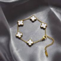 13MM New Four-leaf Clover Double-sided Mother-of-pearl Titanium Steel Plating 18K Does Not Lose Color Four-leaf Clover Five Flowers Bracelet 18K