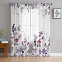Lapų Amerikietiško Kaimo Stiliaus Šarkos Plonos Užuolaidos Svetainės Miegamojo Voile Langų Užuolaida Balkono Virtuvės Tiulio Užuolaidos 135W x 114H(cm)