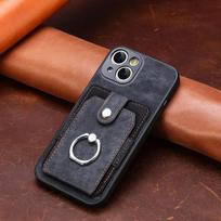 Odinės piniginės kortelės lizdo telefono dėklas, skirtas iPhone 15 14 13 12 11 Pro XR X XS Max 8 7 Plus magnetinio piršto žiedo laikiklio dangtelio dėklas iPhone 14 juoda