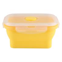 350ml Rectangle Silicone Bento Box Collapsible Lunch Box Microwave Food Container (Yellow) geltona