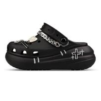 Crocs Crush Clog ZR Cool Cross Gothic Chain Love Hand-Painted Classic Versatile Hole Shoes Unisex Black 39-40 juoda