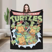 TMNT Game Blankets  Warm Funny Plush Bedding Throws For Couch Chair Travel Flannel Bedspread Bed Cover 30x40in black