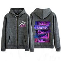 Kpop Demon Hunters Saja Boys Movie Zip Up Hoodie Men Women Fashion Pullover Long Sleeves Loose Casual Harajuku Zipper Sweatshirt S tamsiai pilka spalva