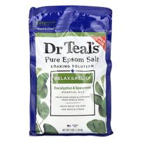 Dr. Teal's, Grynas Epsom druskos vonios tirpalas, Eukaliptas ir mėtos, 3 svarai (1,36 kg)