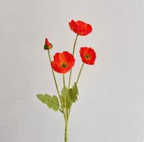 Artificial Poppy Flower Stem Realistic Silk Floral Arrangement Decorative Plant for Home Office Wedding Party Events One Size