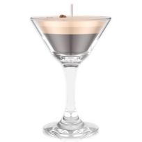 Espresso Martini žvakė stiklinėje Dekoratyvinė kavos Martini žvakė Elegantiškas kavos baro dekoras Unikali dovanos moterims merginoms