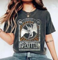Led Zeppelin marškinėliai Vintage Roko Grupė Led Zeppelin Koncertinis Marškinėlis 70-ųjų Muzikos Koncertas S black