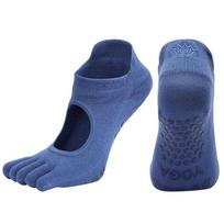 Toe Five Finger Socks for Yoga Pilates Dance Fitness Non Slip Grip Breathable Lightweight Ankle Socks for Women and Men One Size blue