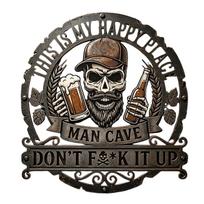 Man Cave Decorative Metal Sign Beer Theme Wall Art Rustic Style Indoor Outdoor Hanging Plaque for Home Bar Pub Man Cave Decor One Size