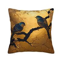 Flowers And Birds Pillow Cover Vintage Pillow Case For Living Room Bed Chair Comfy Pillowcases Gift Idea Peach skin 18*18(CM)-1Pcs