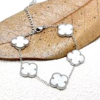 15Mm Four-Leaf Clover Five Flowers Bracelet High-Grade Titanium Steel Bracelet Fashionable Versatile Lucky Four-Leaf Clover Jewellery 15mm balta